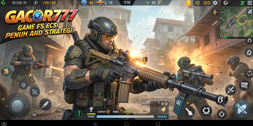 Screenshot menampilkan aksi mendebarkan dalam gameplay FPS GACOR777.