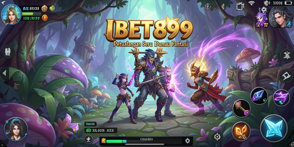 Screenshot IBET899 menampilkan karakter dalam pertempuran epik di dunia fantastis.