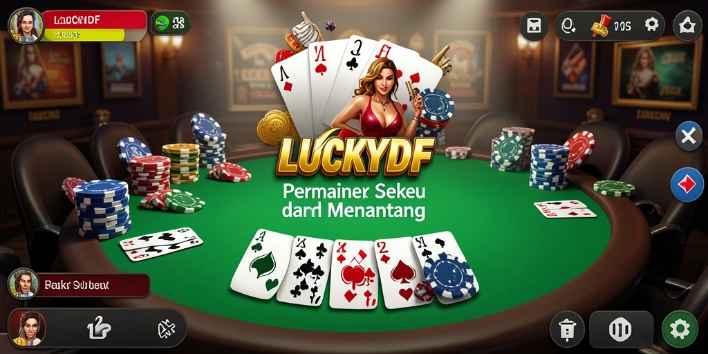 Screenshot LUCKYDF menunjukkan aksi seru dalam permainan Poker.