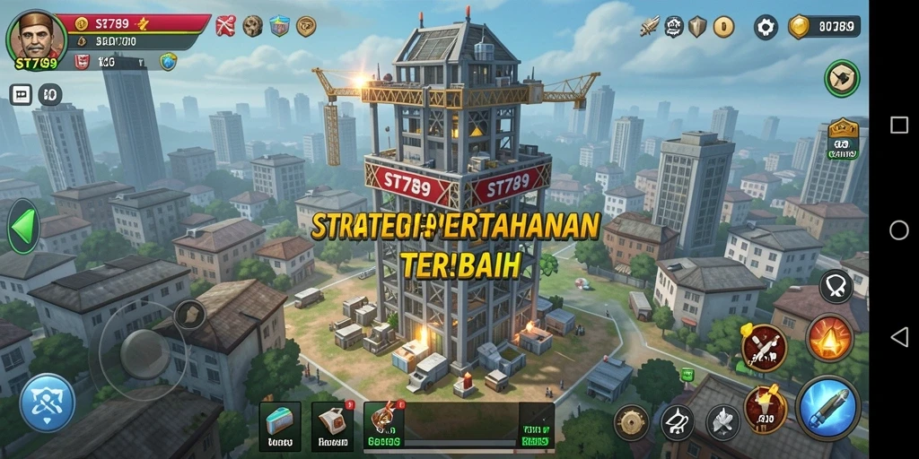 Tampilan gameplay ST789 yang menegangkan dalam pertahanan menara.