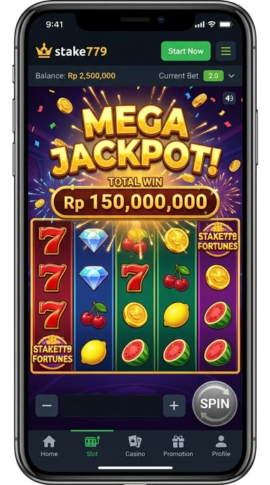 Tampilan antarmuka pengguna aplikasi stake779 yang elegan dan modern.